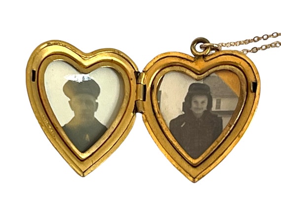 Vintage Gold Filled Carved Cameo Heart Locket - E… - image 6