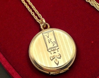 Vintage Gold Filled Locket Necklace: Monogrammed Simmons Pendant, 14K GF Chain