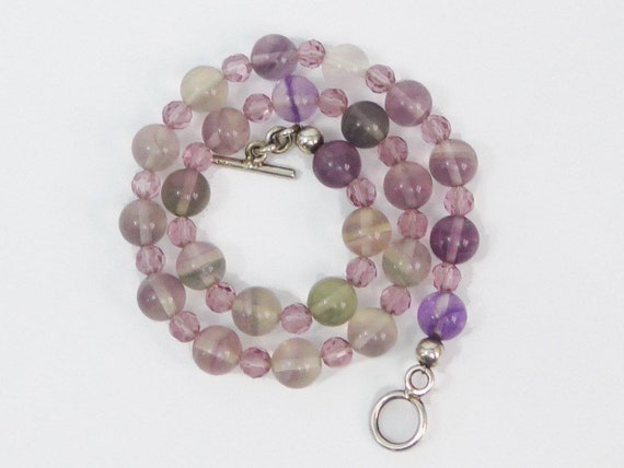 Vintage Fluorite Choker - Pale Lavender, Pink, Gr… - image 1