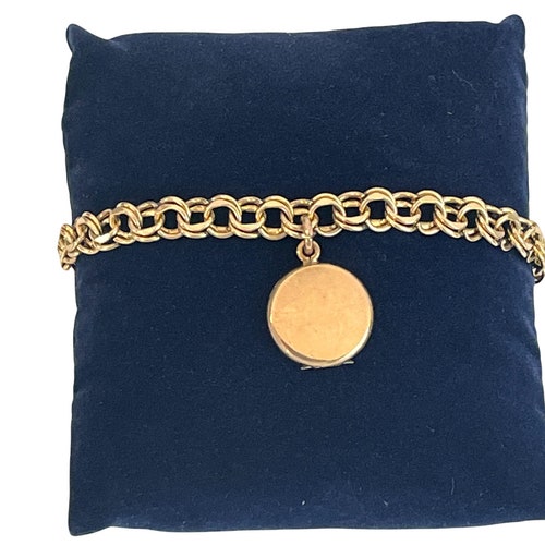 Vintage Jacoby Bender Gold Filled Locket Bracelet - Round Charm on Double Link Chain - Estate Jewelry Ca 1930-1940s Hallmarked sales JB