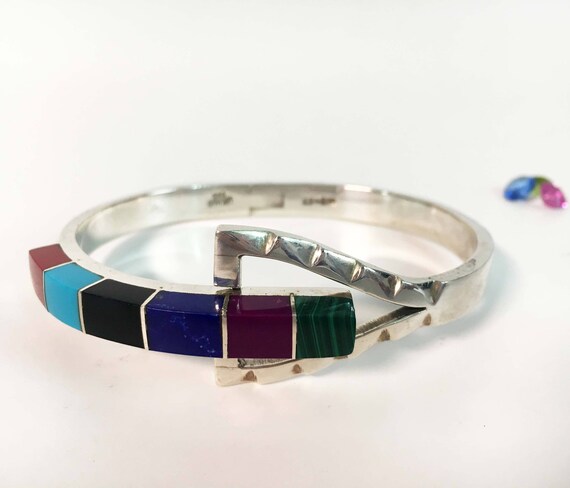 925 sterling silver large size heavy segmented bangle 1//2/" wide