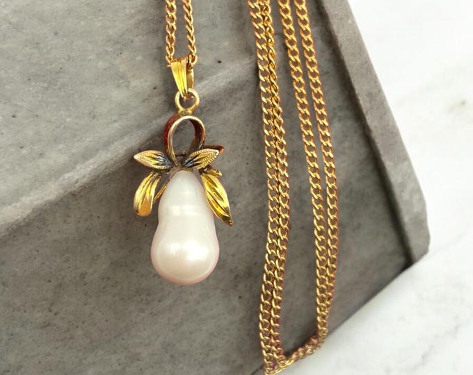 Vintage Single Pearl Necklace - Baroque Mid Century Unique Gold Filled Retro Era Pendant 12K Gold Filled Chain Dainty Feminine Gift for Her