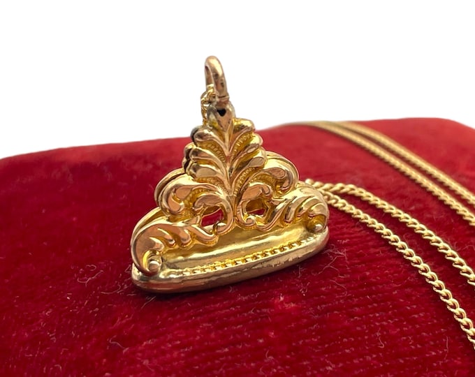 Antique Victorian Fob Charm Necklace - Monogram RDS Vintage Watch Fob Seal for Pocket Watch on 14K GF Chain Edwardian Jewelry Unique Gift