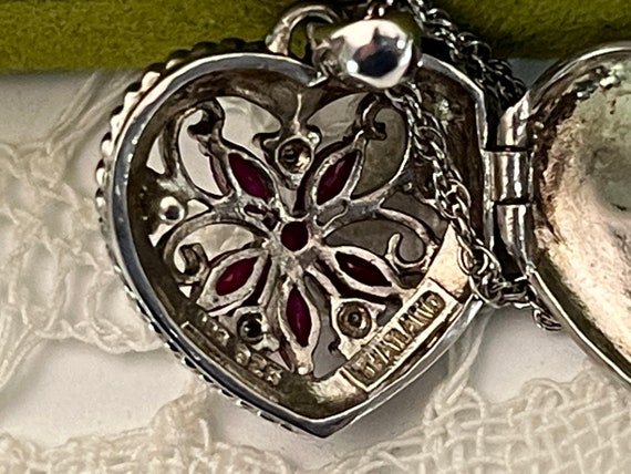 Vintage Sterling Silver & Ruby w/ Diamonds Openwo… - image 9