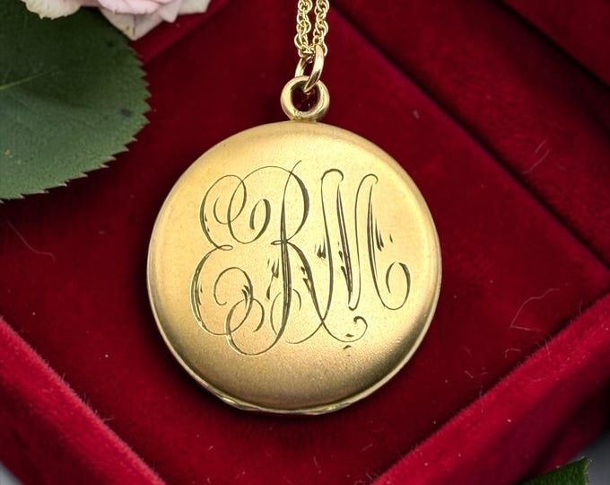 Antique 14K Gold Filled Locket Necklace – Monogram ERM, Bates & Bacon B AND B