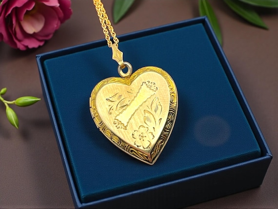 Vintage Vermeil Heart Locket: Sterling Silver Photo Necklace, "Mother" Engraved