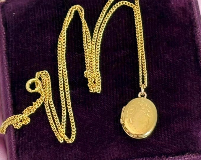 Vintage 14K Gold Filled Floral Locket Necklace: WEH Hayward Estate Jewelry