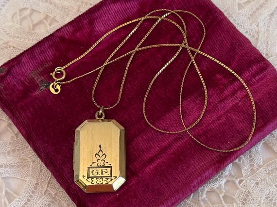 Vintage Gold Filled Locket Necklace: Art Deco Mon… - image 10