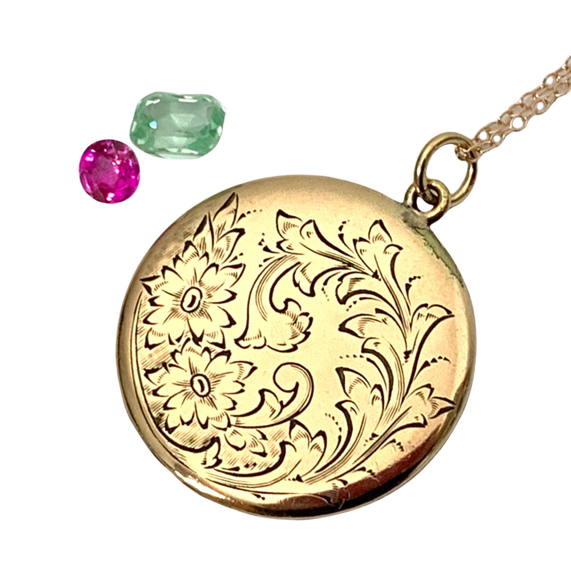 Vintage Rose Gold Filled Etched LARGE 