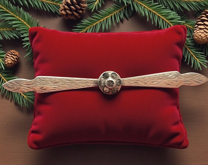 Vintage Sterling Silver Propeller Pin: Rhinestone Art Deco Brooch