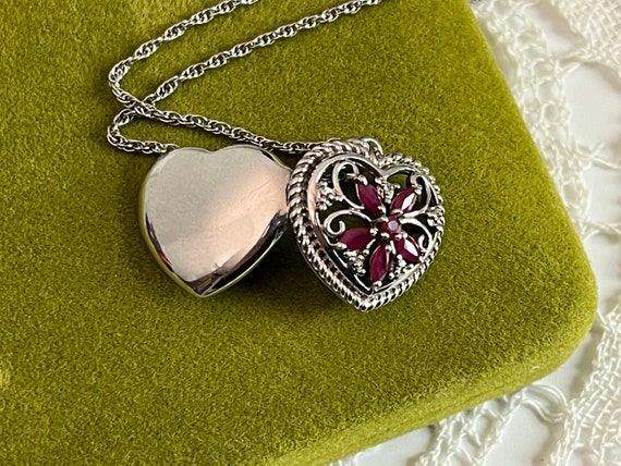 Vintage Sterling Silver & Ruby w/ Diamonds Openwo… - image 5