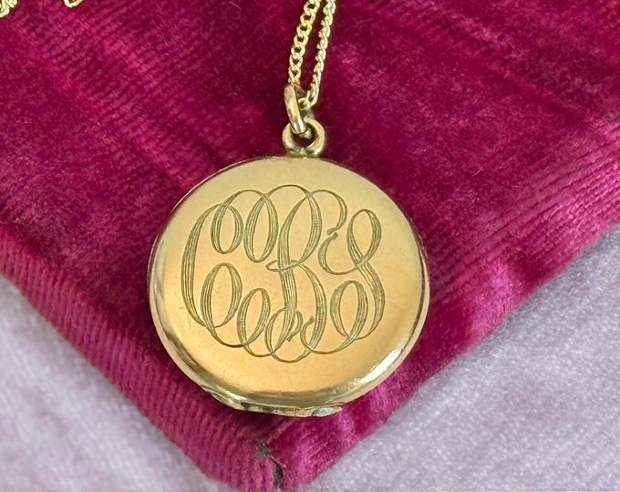 Vintage Unique 2 Photo Gold Filled Locket w/ Religious Jesus Mary Medal Inside on 14K GF Chain - WH Hallmark & CBS Monogram - Estate Jewelry