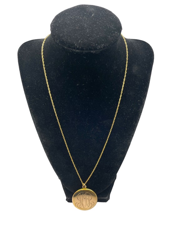 Antique Large Round 1/4 Gold Shell Locket With “MJP