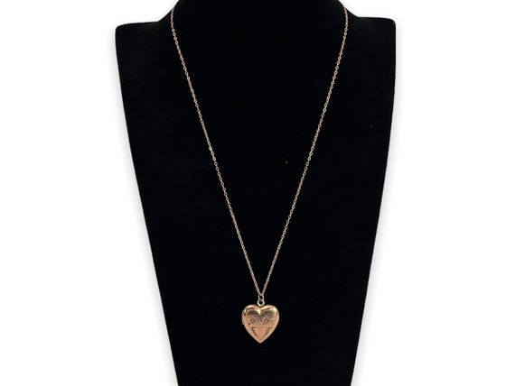 Vintage Rose Gold Filled Etched Heart Locket on 1… - image 4