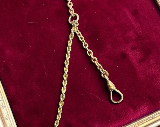 Antique Edwardian Gold Filled Pocket Watch Chain - Vest HFB Barrows Swivel Dog Clip T-Bar Toggle, Vintage Victorian Jewelry Men's Accessory
