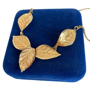 Collana vintage con foglie Van Dell in oro 12K GF Leaves Collectors Bigiotteria Collana MCM Statement Regalo moderno di metà secolo per lei immagine 8