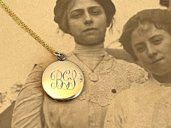 Collier Médaillon Souvenir Ancien XIXe Siècle - Pendentif Cœur Doré Vintage