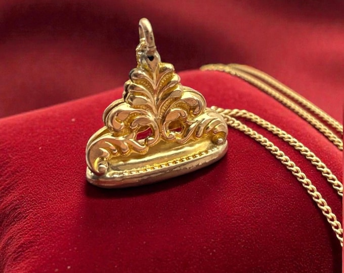 Victorian Monogram Fob Necklace: Antique RDS Watch Fob on 14K Gold Filled Chain