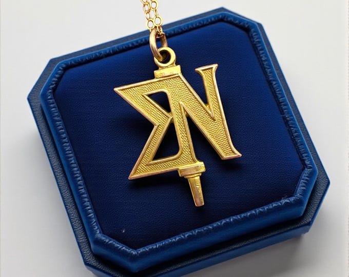 Vintage Gold Filled Sigma Nu Dartmouth Charm Necklace (1937)