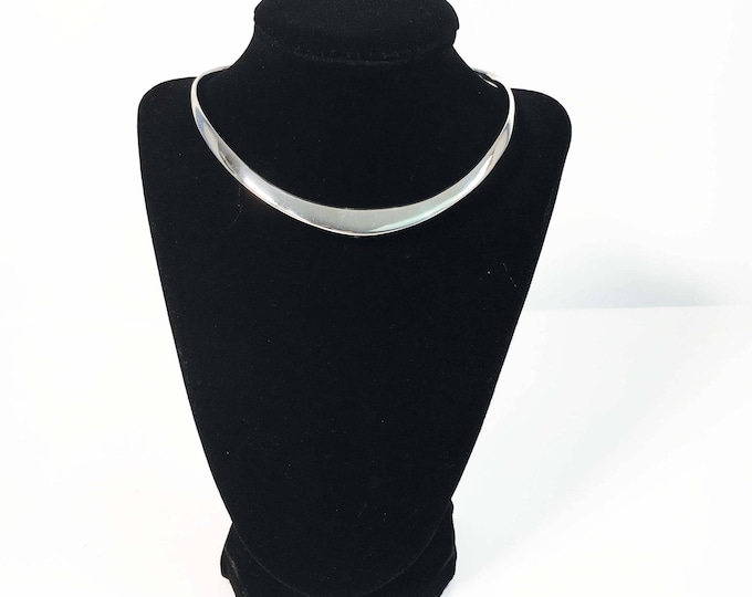 Vintage Jondell Sterling Silver Collar Necklace: Modernist Cuff Jewelry