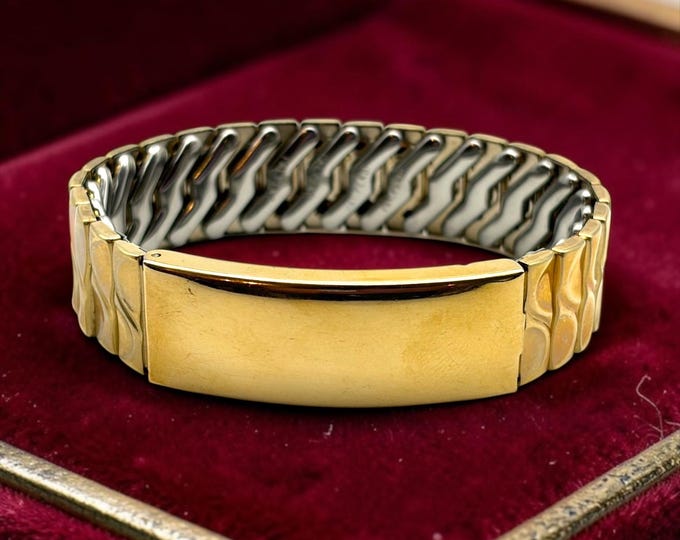 Vintage 10K GF Photo Bracelet - Foster Sweetheart Photo ID Bracelet Expansion Watch Band Mens Unisex Mid Century Jewelry