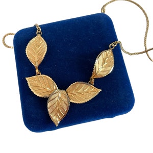 Collana vintage con foglie Van Dell in oro 12K GF Leaves Collectors Bigiotteria Collana MCM Statement Regalo moderno di metà secolo per lei immagine 9