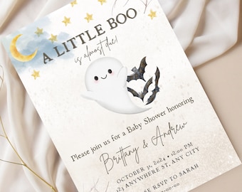 A Little Boo Is Almost Due Editable Baby Shower Invite