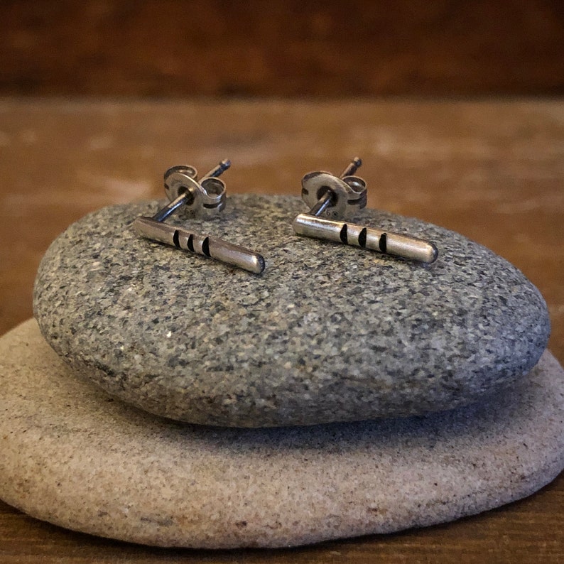 Sterling Silver Mini Bar Earrings Handmade Artisan Made Indie Minimalist Jewelry