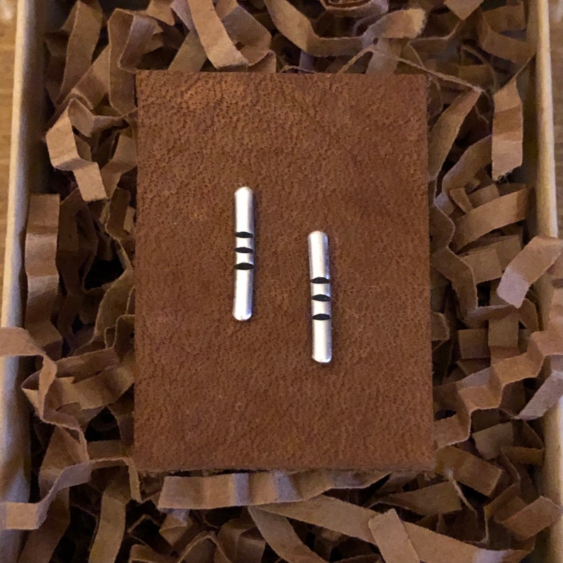 Sterling Silver Mini Bar Earrings Handmade Artisan Made Indie Minimalist Jewelry