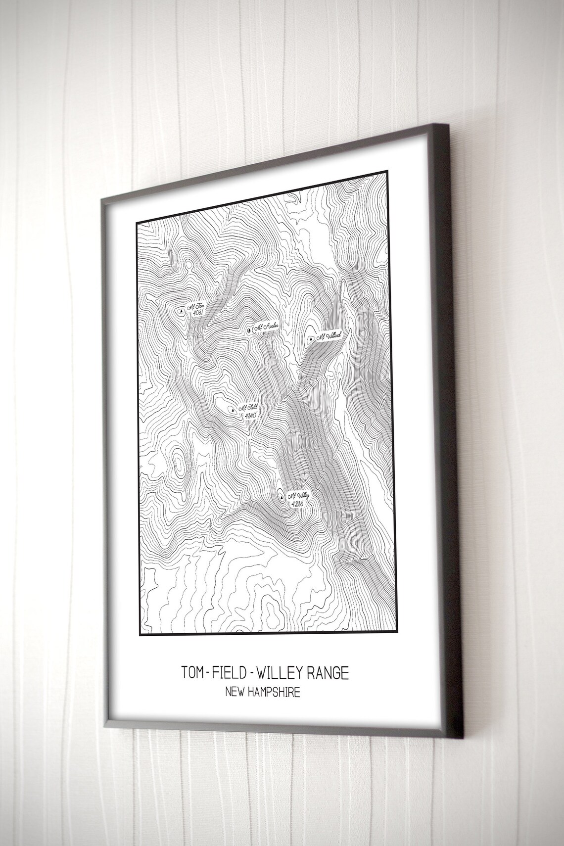 Tomfieldwilley Range New Hampshire Topographic Map White Etsy