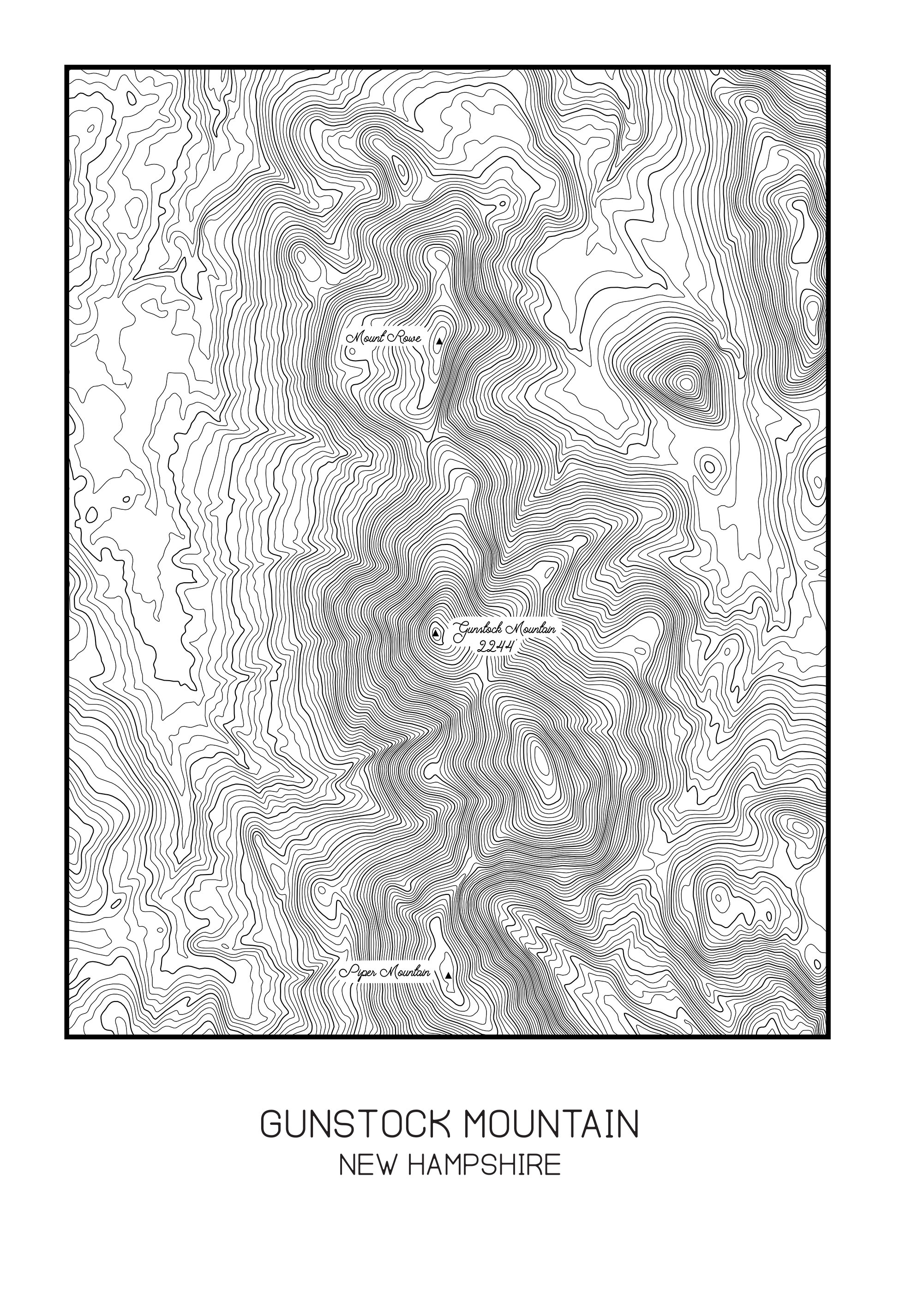 Gunstock Mountain New Hampshire Topographic Map Gunstock Ski Etsy