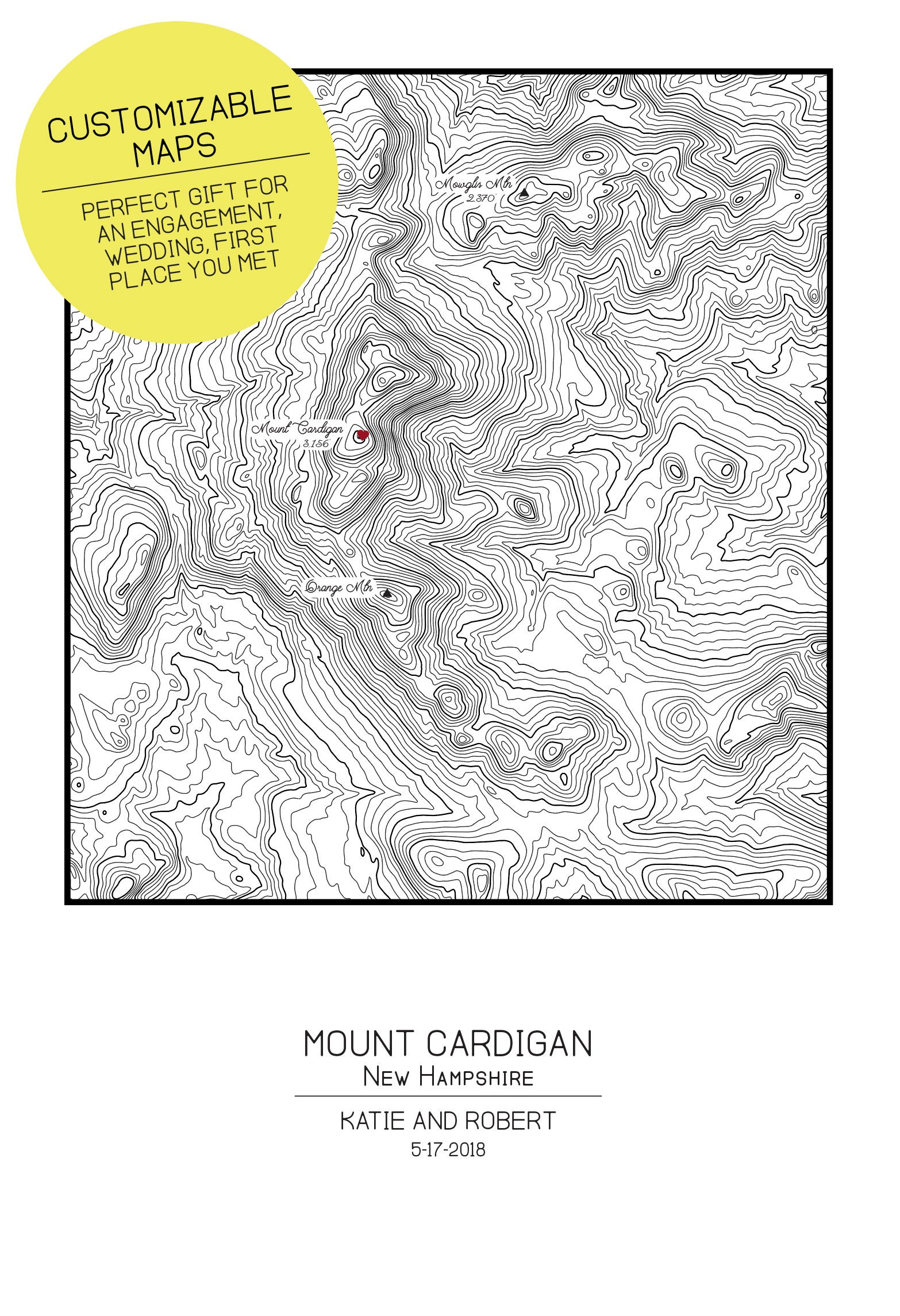 Mount Jefferson New Hampshire Topographic Map White Mountains Etsy