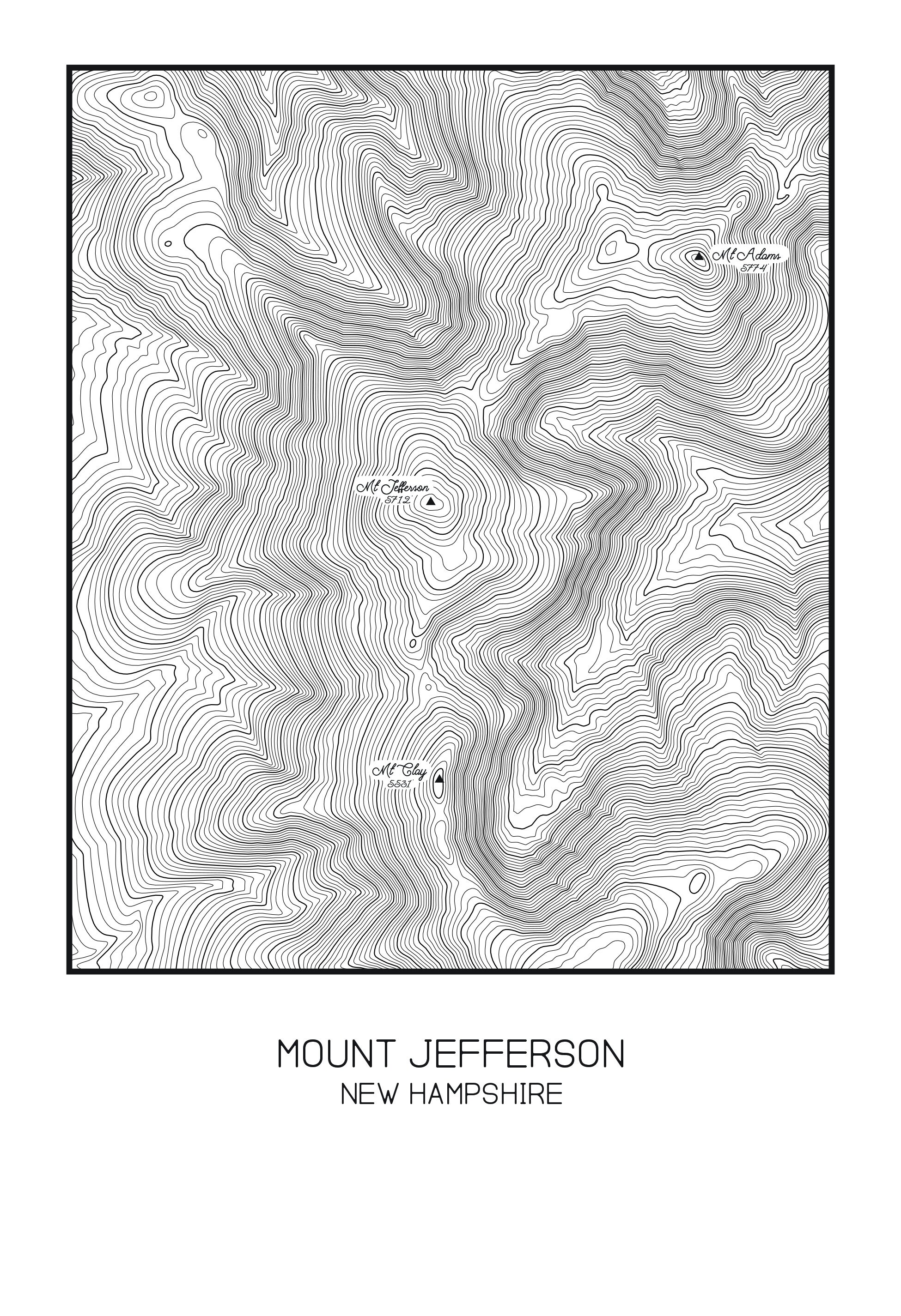 Mount Jefferson New Hampshire Topographic Map White Mountains Etsy