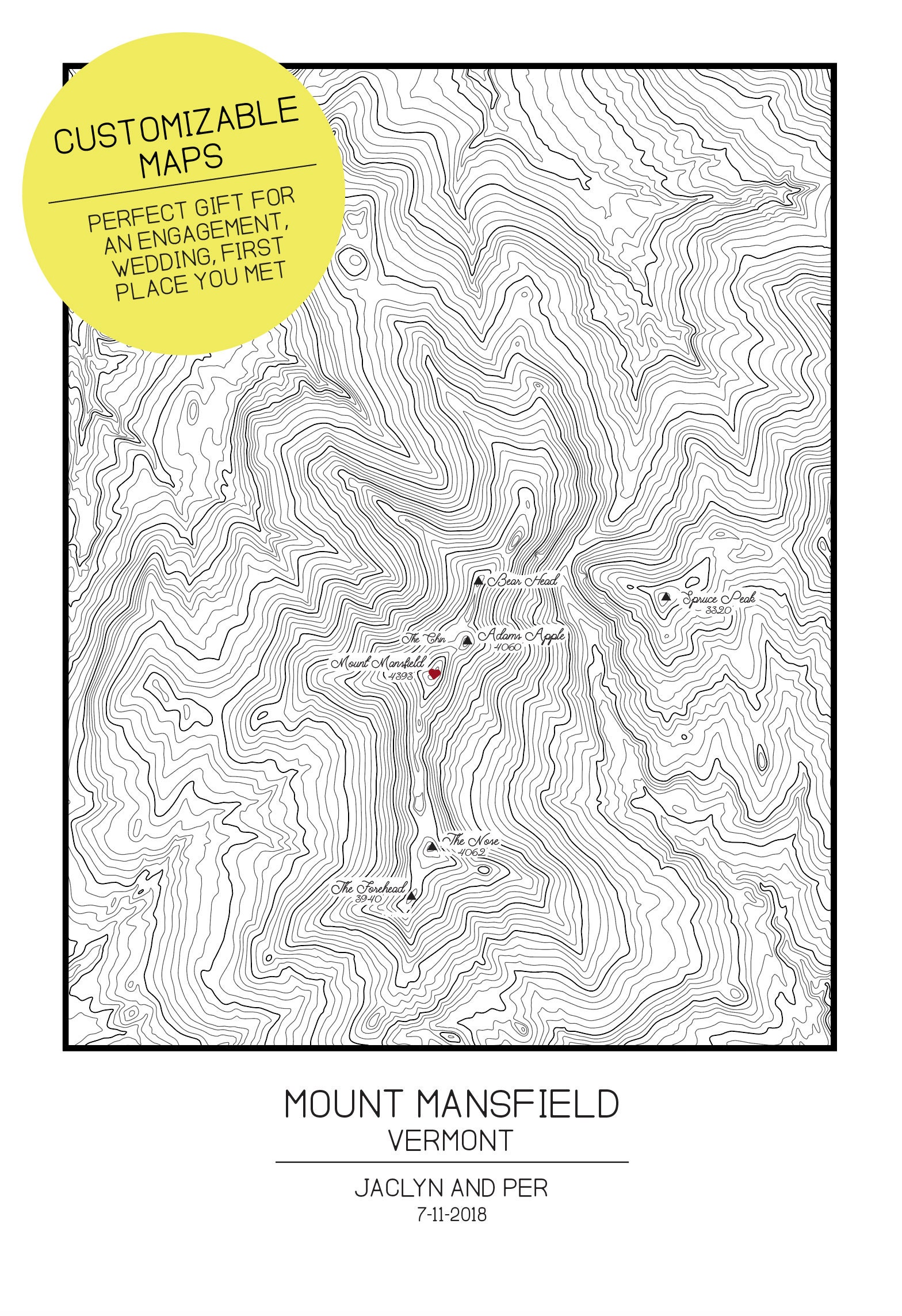 Mount Jefferson New Hampshire Topographic Map White Mountains Etsy.de