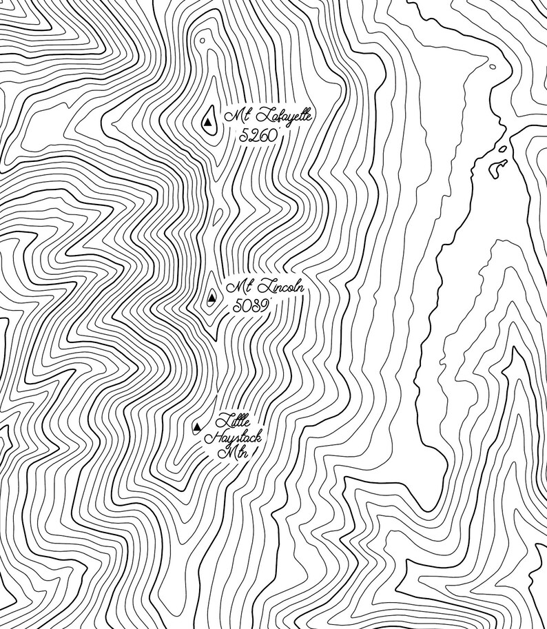 Lafayette Mountain Mount Lincoln New Hampshire Topographic Map Etsy