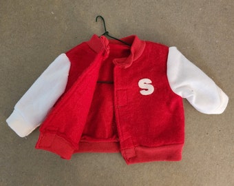 Handmade American Girl Doll Clothes: Red Varsity Jacket Outfit with Shoes