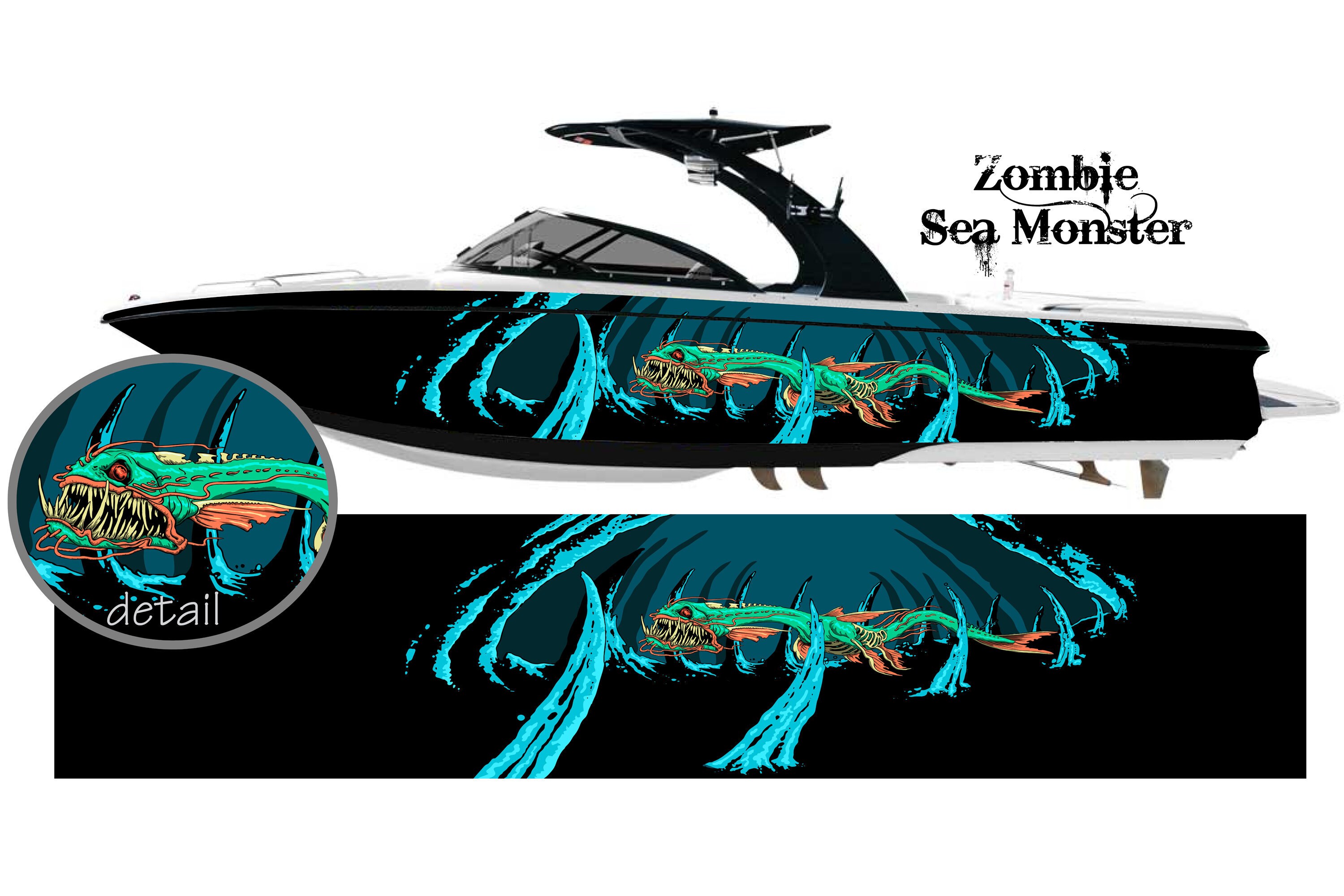 Sea Monster Zombie Wakeboarding Boat Wrap 3M Cast Wrap Vinyl Etsy
