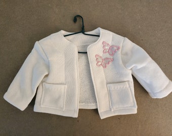Handmade American Girl Doll Clothes: White Jacket with Butterfly Appliqué + Shoes