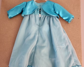 Handmade American Girl Doll Clothes: Blue Dress Outfit with Shoes