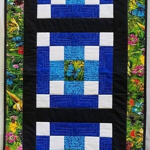 Quilted Summer table runner, quilted butterfly table runner,quilted floral table runner, quilted table runner, handmade summer table runner