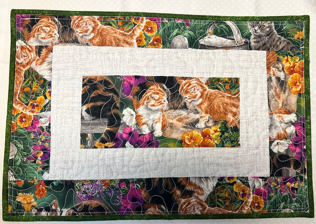Quilted Cat Placemats Handmade Cat Placemats Kitchen Table Etsy