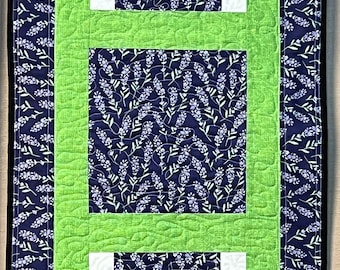 Spring embroidered Table runner, handmade spring / summer table runner. Embroidered summer table runner, purple heart, bee, rectangle runner