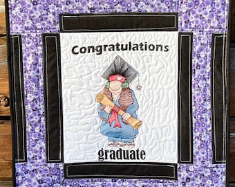 Quilted wall hanging. Embroidered wall hanging, handmade wall hanging, embroidered wall art, graduation gift, handmade wall art,