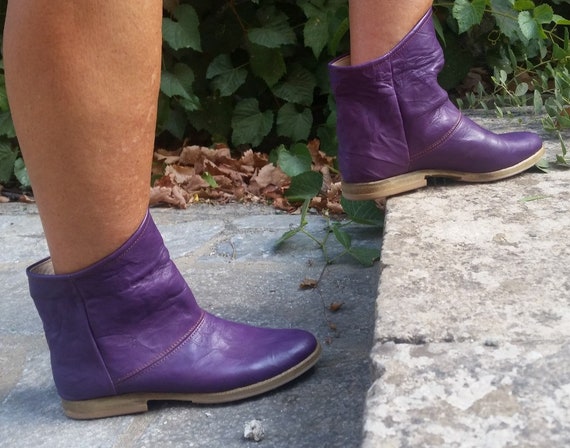 purple ankle boots womens