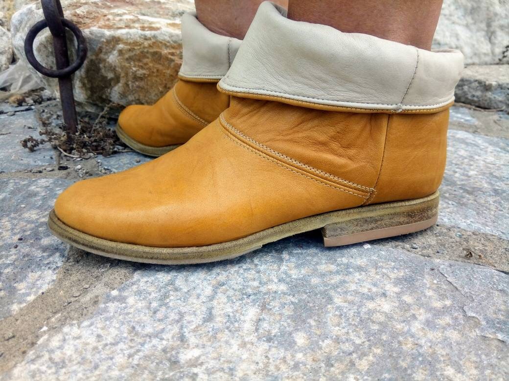 Men Leather Boots Fold Over Etsy