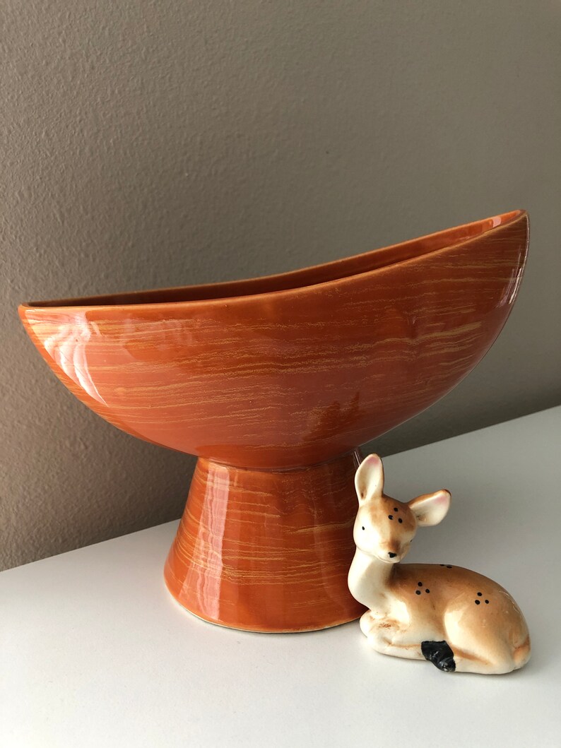 Groovy Home Decor Art Planter Oblong Asymmetrical Orange 1940s,50s,60s Vintage McCoy Planter Mid Century Modern Vase Pottery