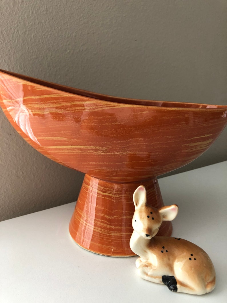 Groovy Home Decor Art Planter Oblong Asymmetrical Orange 1940s,50s,60s Vintage McCoy Planter Mid Century Modern Vase Pottery