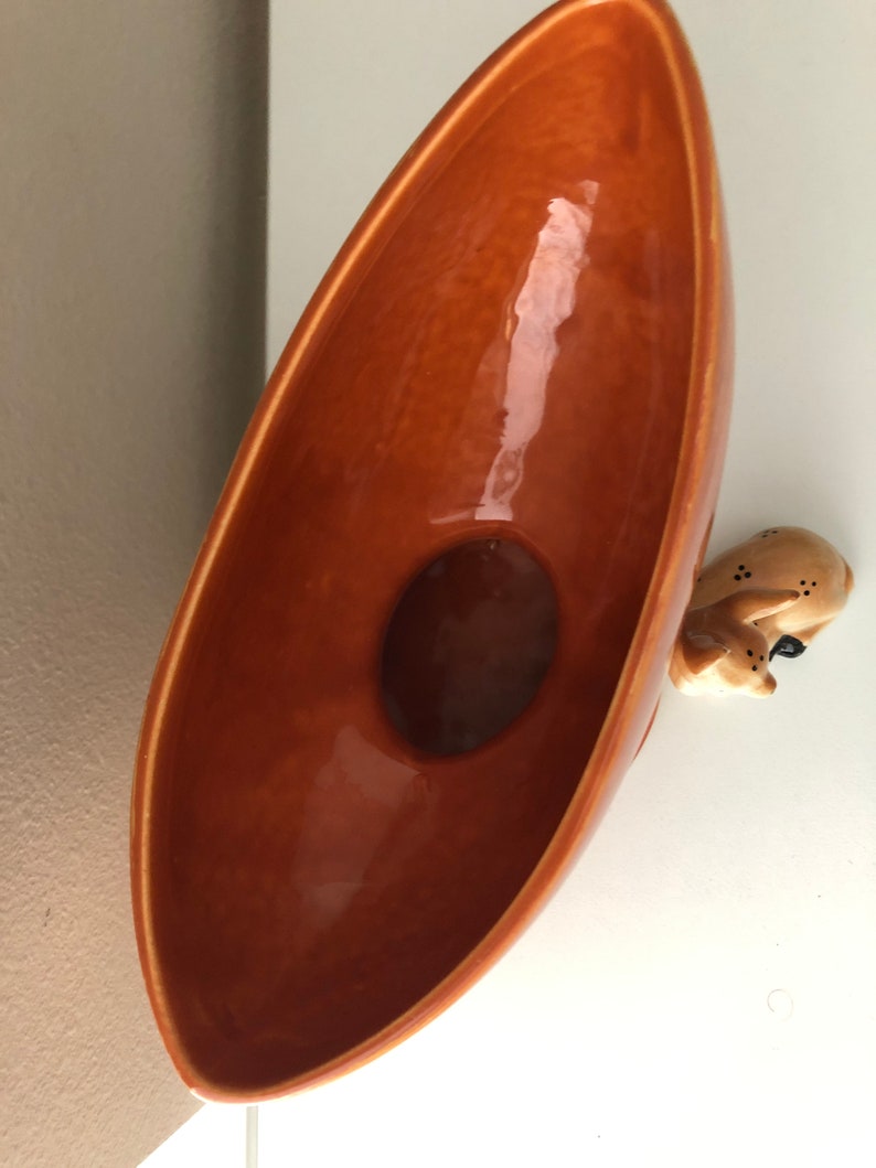 Groovy Home Decor Art Planter Oblong Asymmetrical Orange 1940s,50s,60s Vintage McCoy Planter Mid Century Modern Vase Pottery