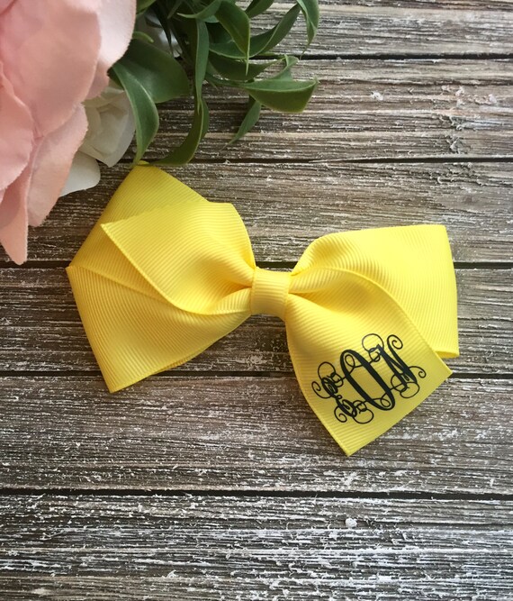 Yellow Monogram Infant Hair Bow