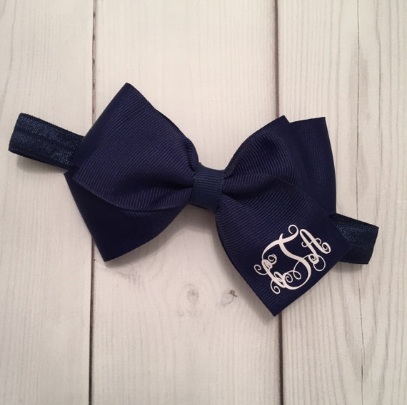 Light Blue Monogram Infant Hair Bow